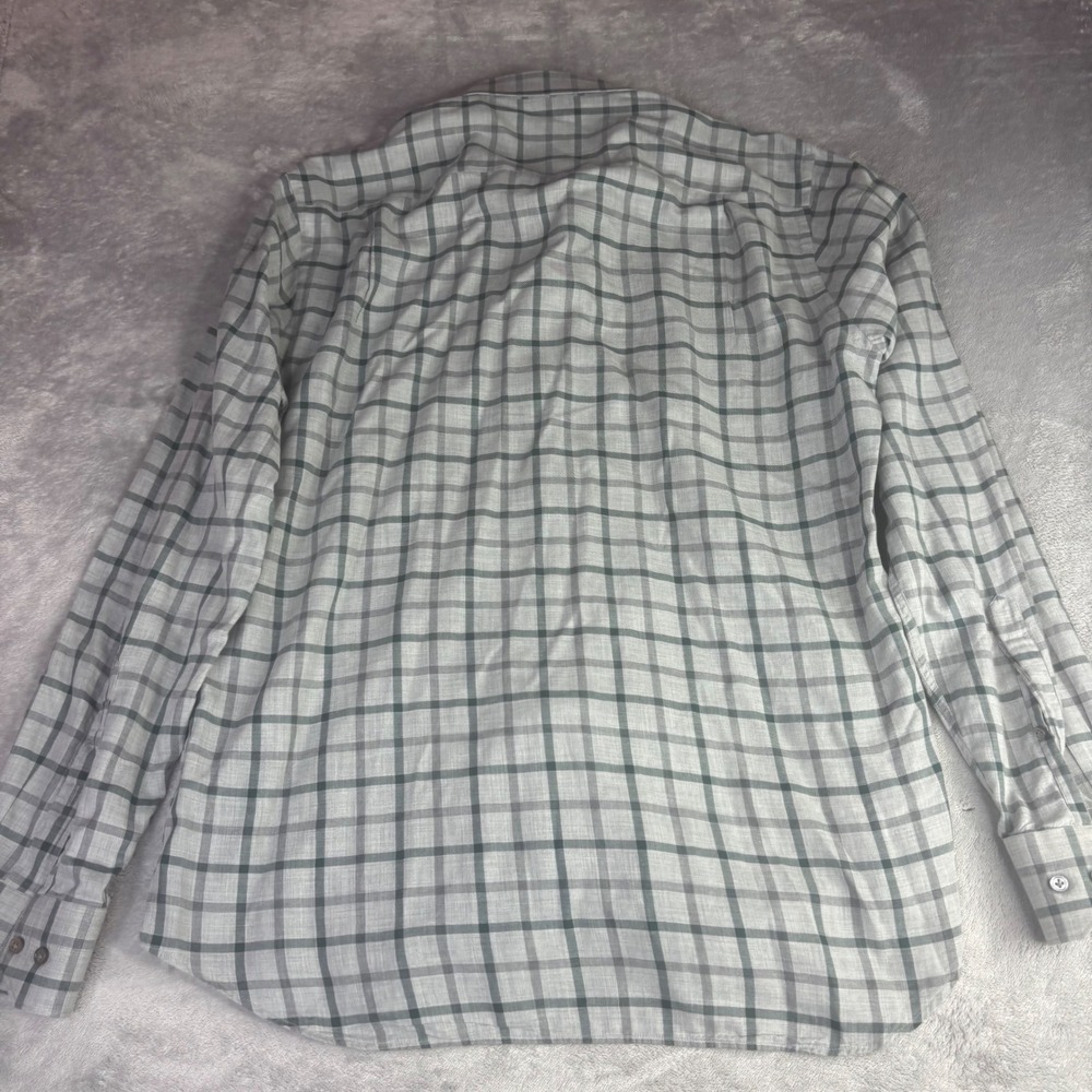 Peter Millar Shirt Mens Large Grey Green Plaid Winter Soft Twill L button up - Picture 11 of 12